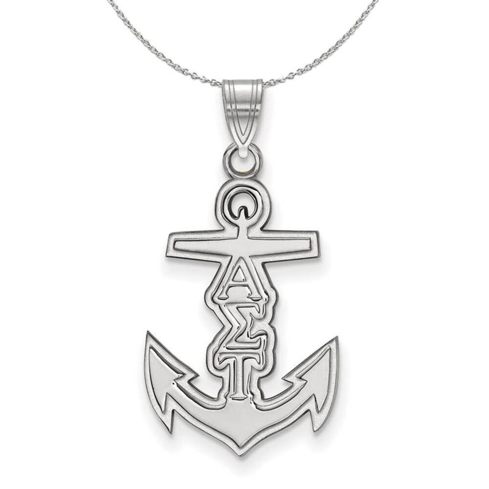Sterling Silver Alpha Sigma Tau Small Pendant Necklace - 24 Inch